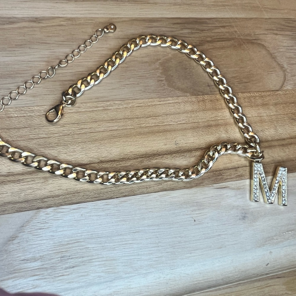 ‘M’ Initial Gold Chain Necklace